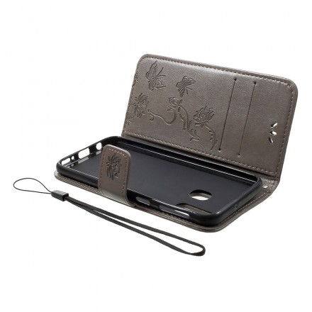 Samsung Galaxy A40 Fjärilar och blommor Rem Case