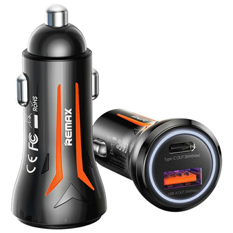 54W USB-/Typ-C-billaddare
 med dubbla portar och LED REMAX