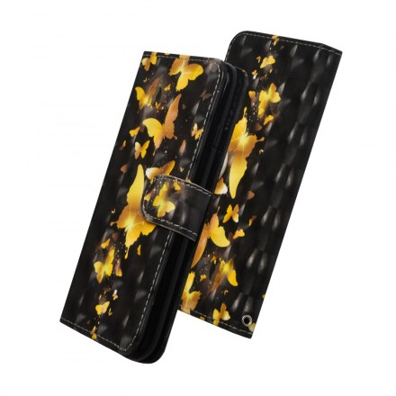 Samsung Galaxy A70 fodral gul fjärilar