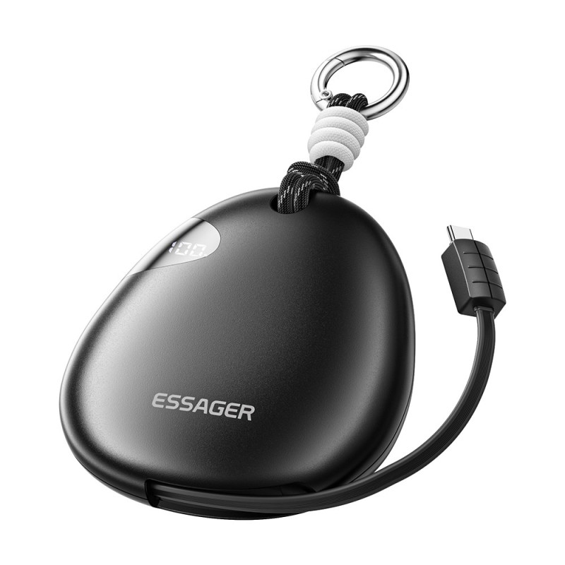 Externt batteri 10000mAh 22.5W med utdragbar USB-C-kabel ESSAGER