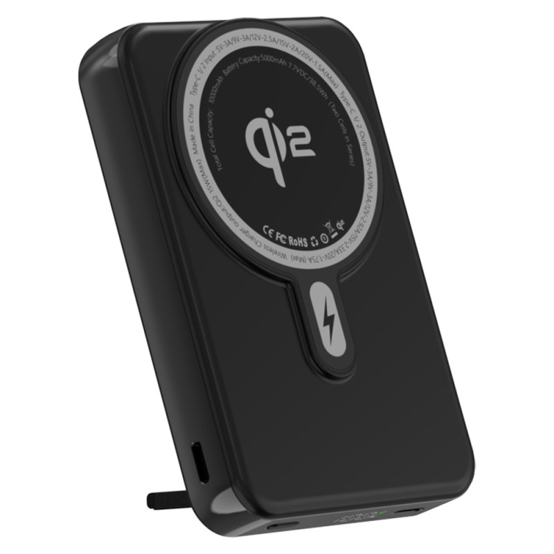 10000mAh 35W PD Magnetiskt externt batteri med Qi2 15W trådlös laddare