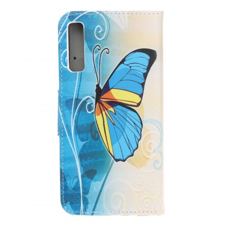 Samsung Galaxy A70 Butterfly SkalBlå och gul