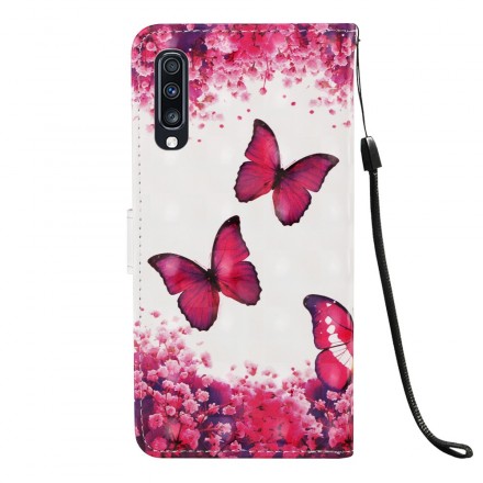 Samsung Galaxy A70 fodral röda fjärilar