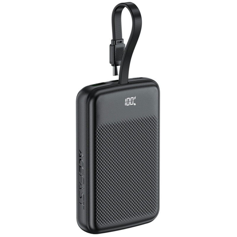 ACEFAST Externt 10000mAh snabbladdningsbatteri med integrerad typ-C-kabel