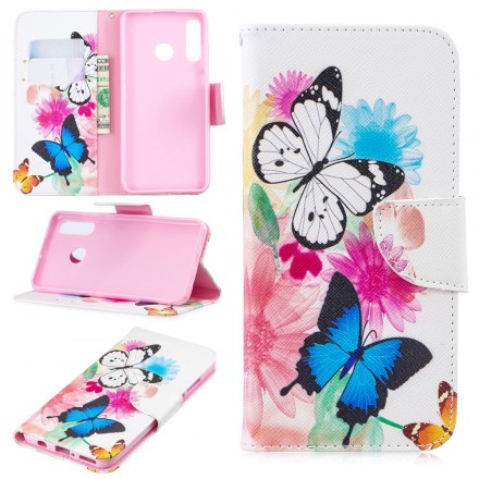 Täck Huawei P30 Lite målade fjärilar och blommor