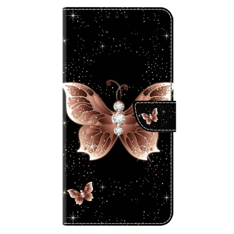 Housse Samsung Galaxy A37 5G Papillon Diamant Rose