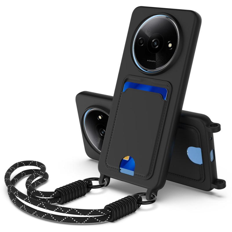 Xiaomi Redmi A3 / A3X / Poco C61 Silikonfodral för flytande vätska med korthållare