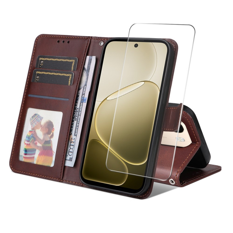 Oppo A6 Pro 5G / 4G Leatherette-fodral med skärmskydd