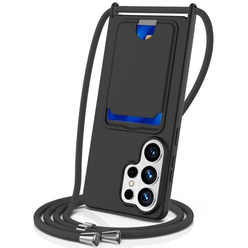 Coque à Cordon Samsung Galaxy S26 Ultra Silicone Liquide Porte-Carte