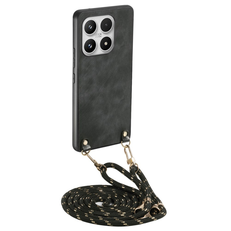 Xiaomi 17 Skyddsfodral med dragsko i mockaeffekt