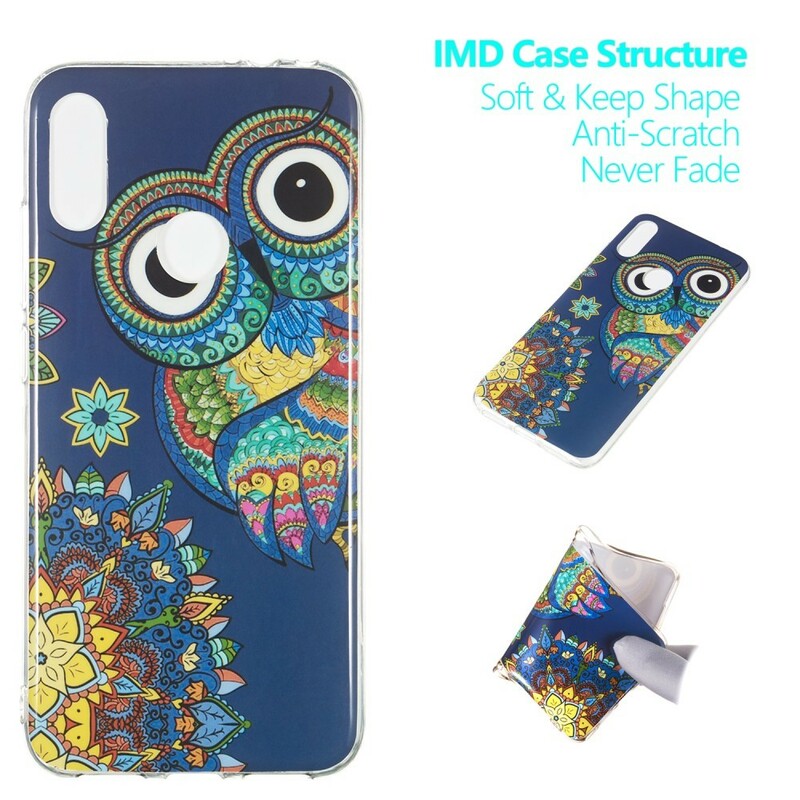 Xiaomi Redmi Note 7 fodral Owl Mandala Fluorescent