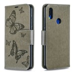 Xiaomi Redmi Note 7 fjärilsfodral med tryckta remmar