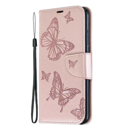 Xiaomi Redmi Note 7 fjärilsfodral med tryckta remmar