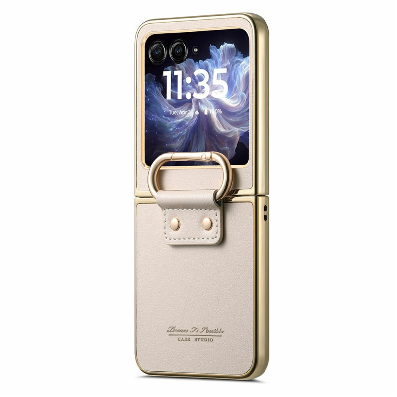 Fodral Motorola Razr 70 / 60 / 50 Lädereffekt med stödring