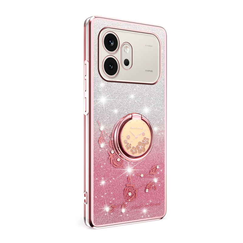 Honor 600 Fodral Blomma och strass Ringstativ KADEM