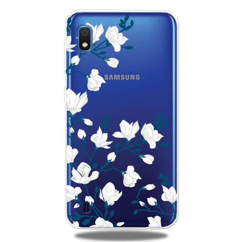 Samsung Galaxy A10 fodral Vit blommor