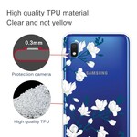 Samsung Galaxy A10 fodral Vit blommor