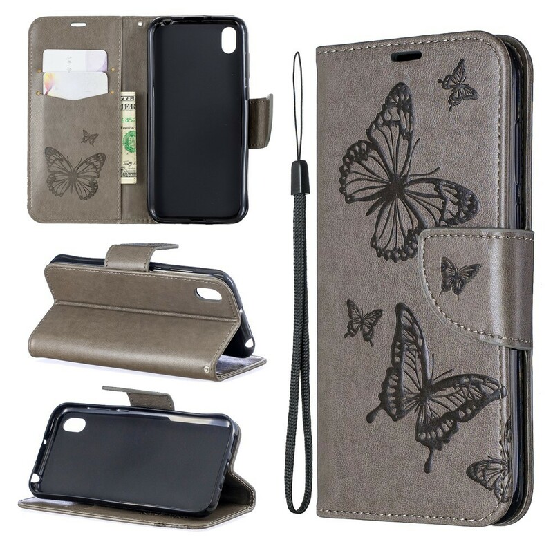 Huawei P30 fodral med fjärilar och snedställd flik