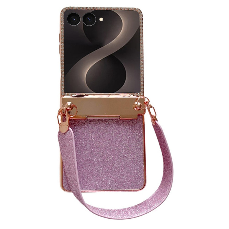 Coque Samsung Galaxy Z Flip 8 Pailletée et Lanière