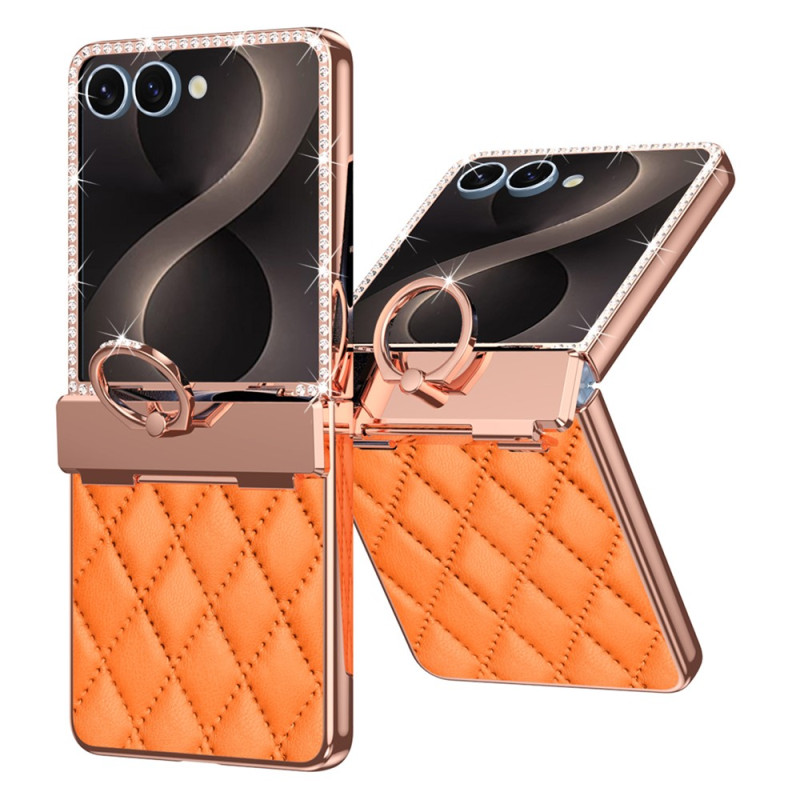 Coque Samsung Galaxy Z Flip 8 Effet Cuir avec Strass
