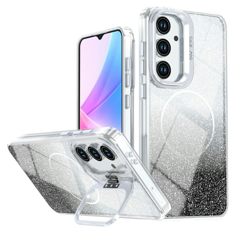 Samsung Galaxy S26 FE-skal i gradient med glitter och stativ