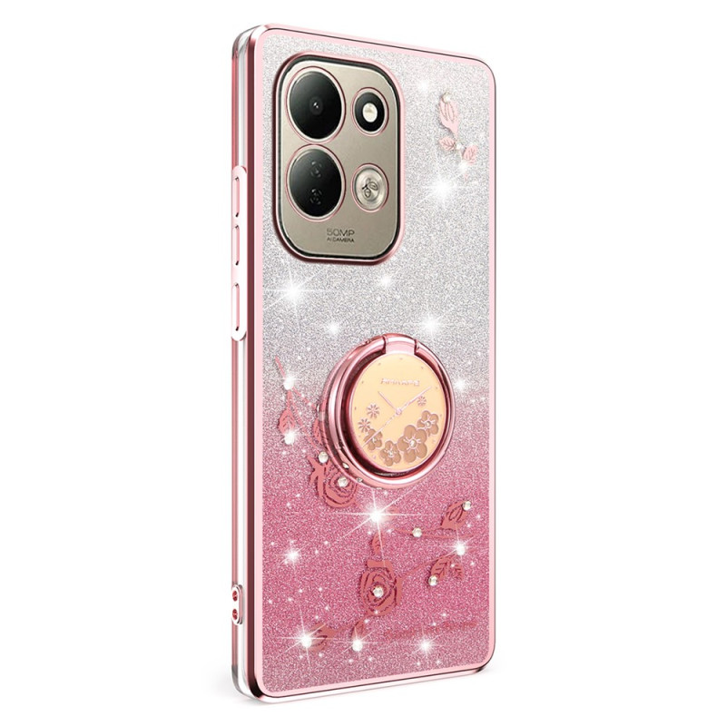 Xiaomi Redmi 17 5G/4G-skal med blommor och strass samt ringhållare