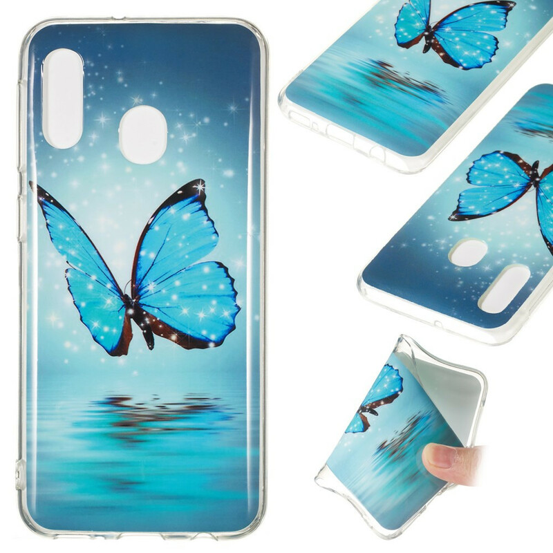 Samsung Galaxy A20e Butterfly SkalBlue Fluorescent