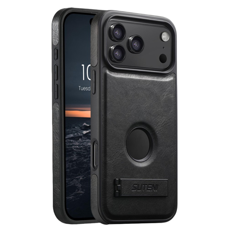 Magnetiskt iPhone 18 Pro Max-/17 Pro Max-skal i läderlook med stativ