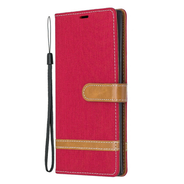 Samsung Galaxy Note 10 Plus fodral med tyg- och lädereffekt och rem