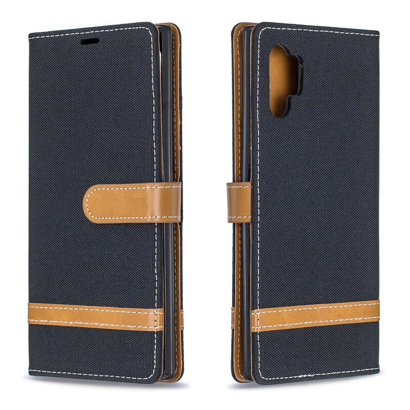 Samsung Galaxy Note 10 Plus fodral med tyg- och lädereffekt och rem