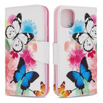 Hölje för iPhone 11R Målade fjärilar och blommor
