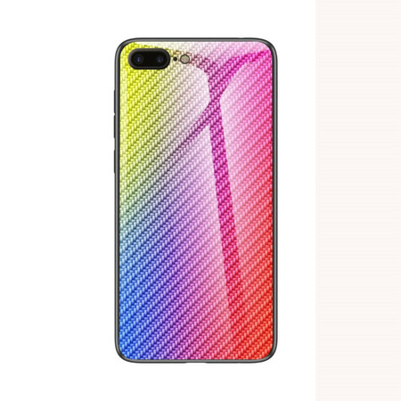 iPhone 8 Plus / 7 Plus fodral Hårdgjort glas Carbon Fiber Plus