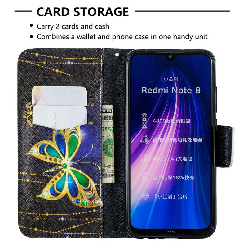 Xiaomi Redmi Note 8 Magic Butterfly-fodral