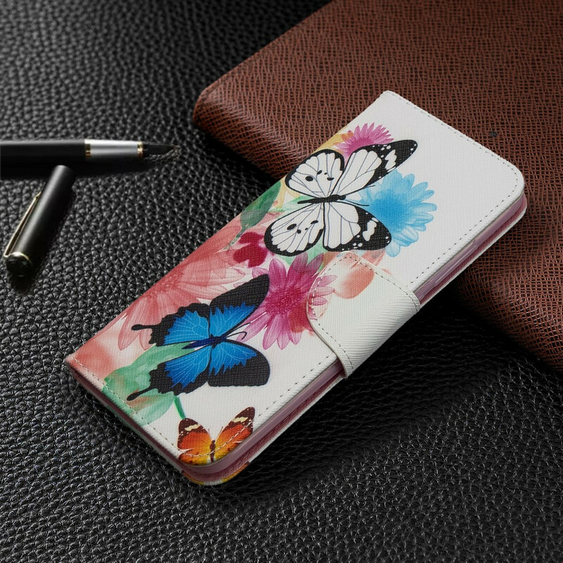Xiaomi Redmi 8A fjäril och blomma med målat fodral