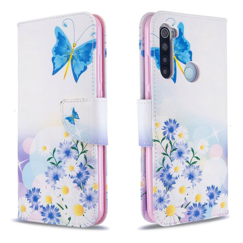 Xiaomi Redmi Note 8T fodral med målade fjärilar och blommor
