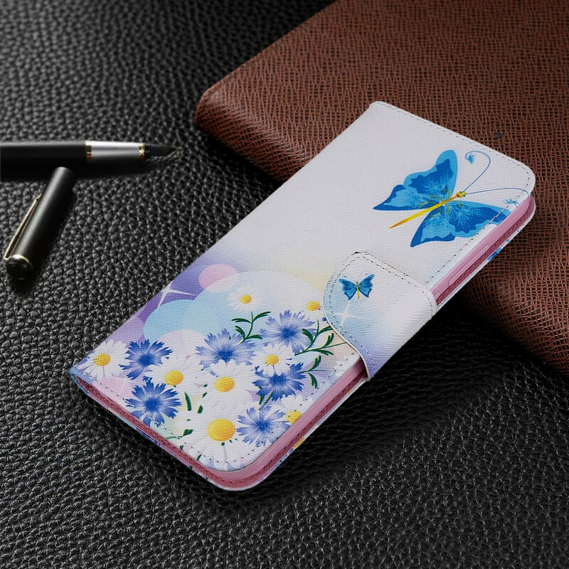 Xiaomi Redmi Note 8T fodral med målade fjärilar och blommor