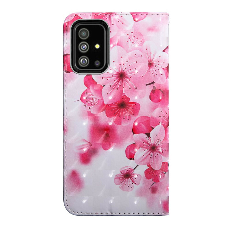 Samsung Galaxy A51 rosa blomma fodral