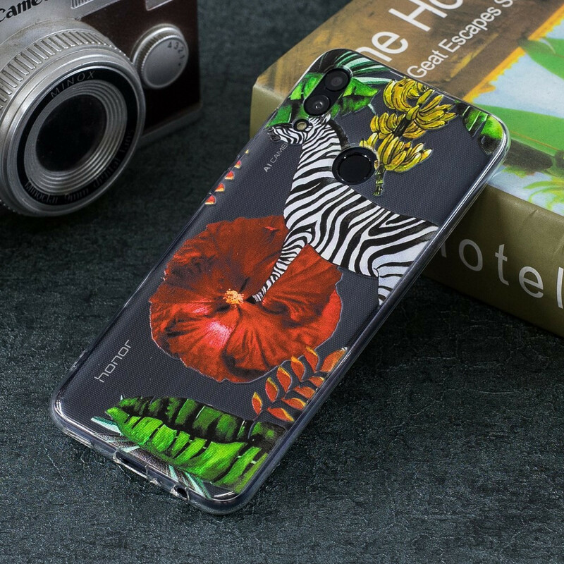 Täck Huawei P Smart 2019 Zebra och blommor