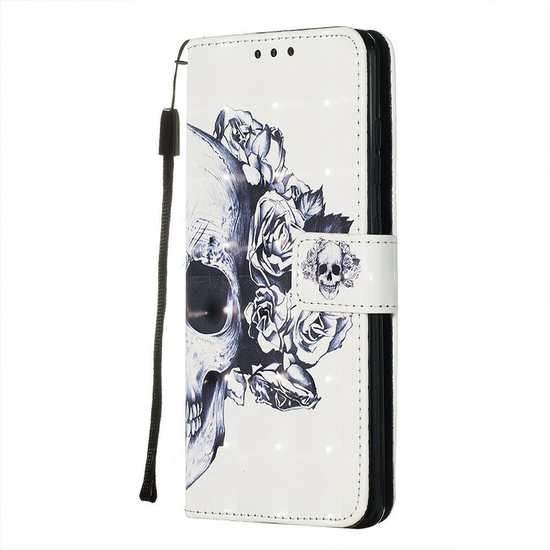 Samsung Galaxy S20 Väska med blommig dödskalle