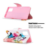 Samsung Galaxy A71 fodral med målade fjärilar och blommor