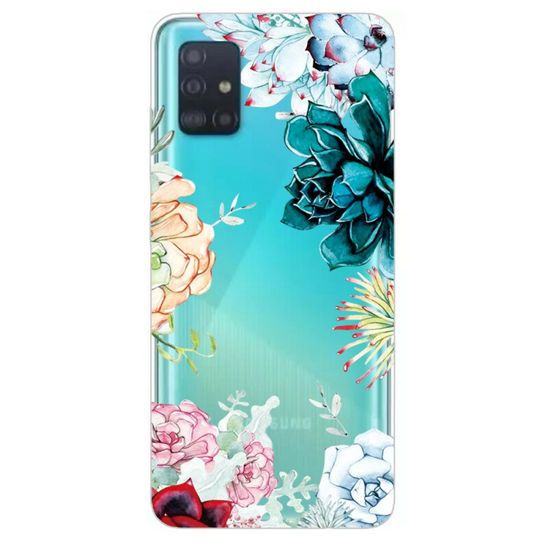 Samsung Galaxy A71 Clear Watercolour Flower Case
