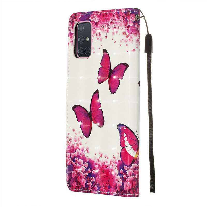 Samsung Galaxy A71 fodral röda fjärilar