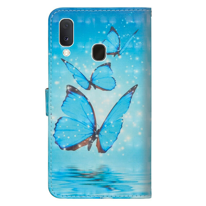 Samsung Galaxy A10e fodral Flygande blå fjärilar