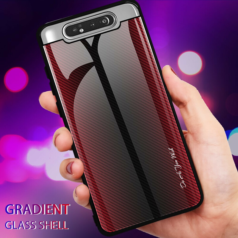 Samsung Galaxy A80 Carbon Fiber Hårdgjort glasfodral