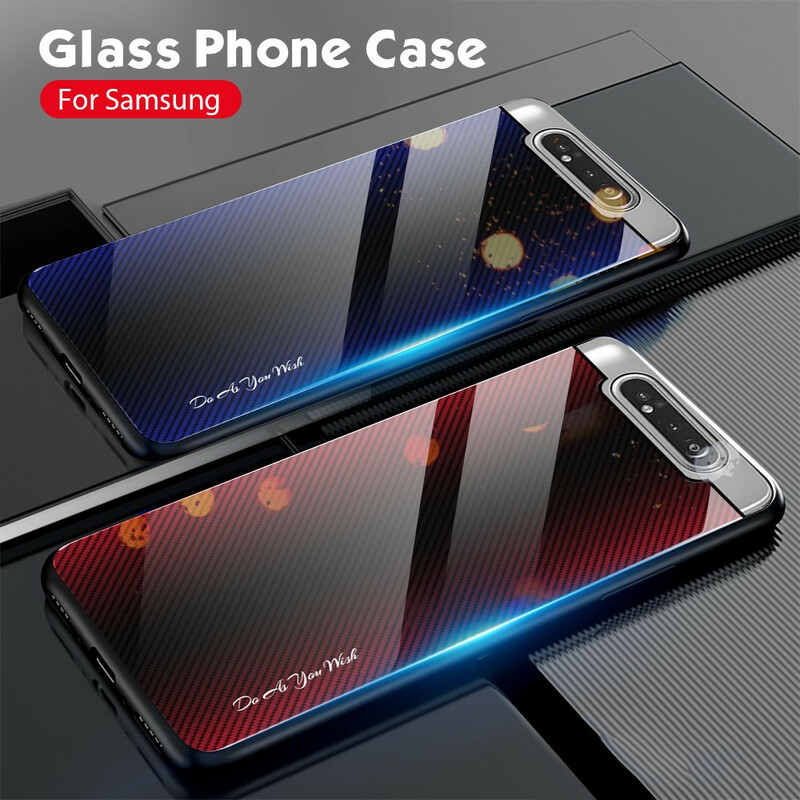 Samsung Galaxy A80 Carbon Fiber Hårdgjort glasfodral