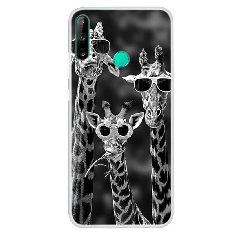 Huawei P40 Lite Cover Giraffer med glasögon