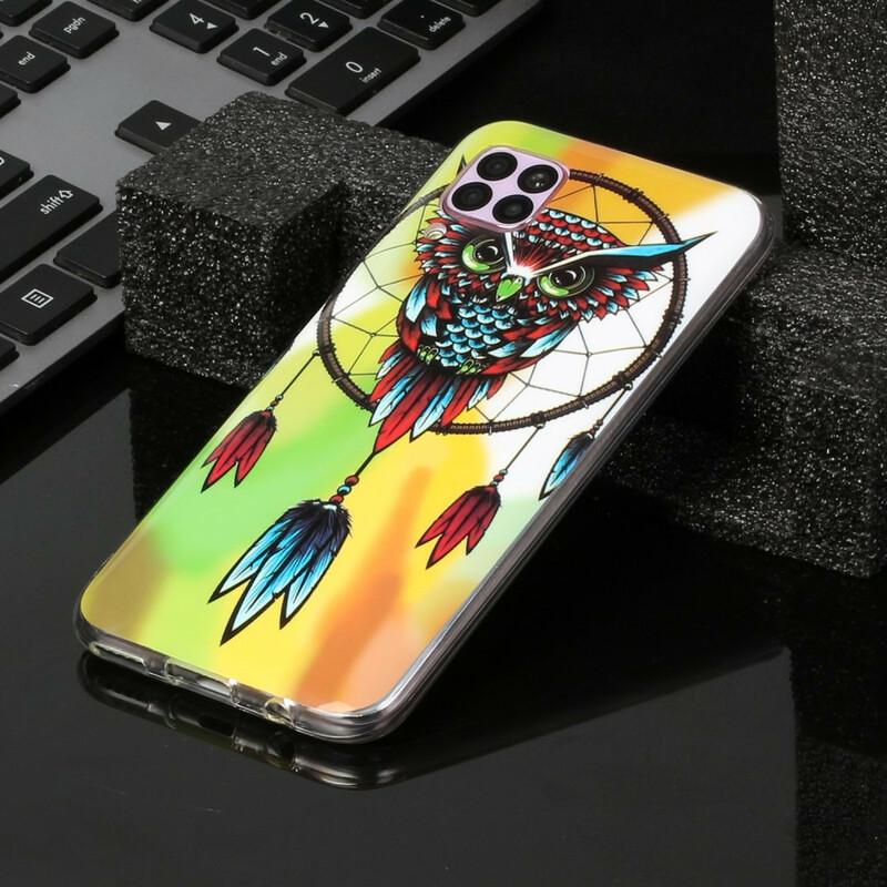 Huawei P40 Lite Catchy Owl Cover Fluorescent