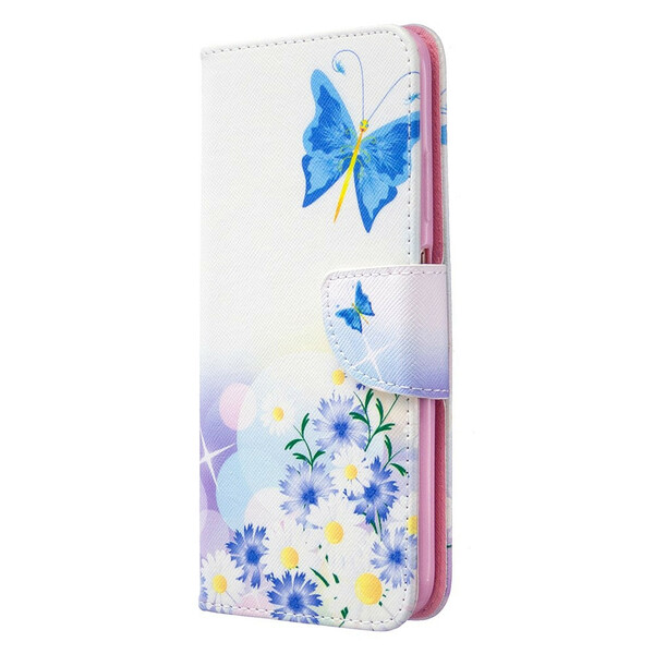 Täck Huawei P40 Lite målade fjärilar och blommor