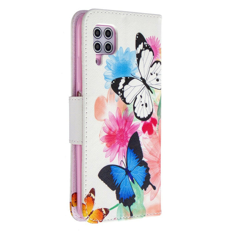 Täck Huawei P40 Lite målade fjärilar och blommor
