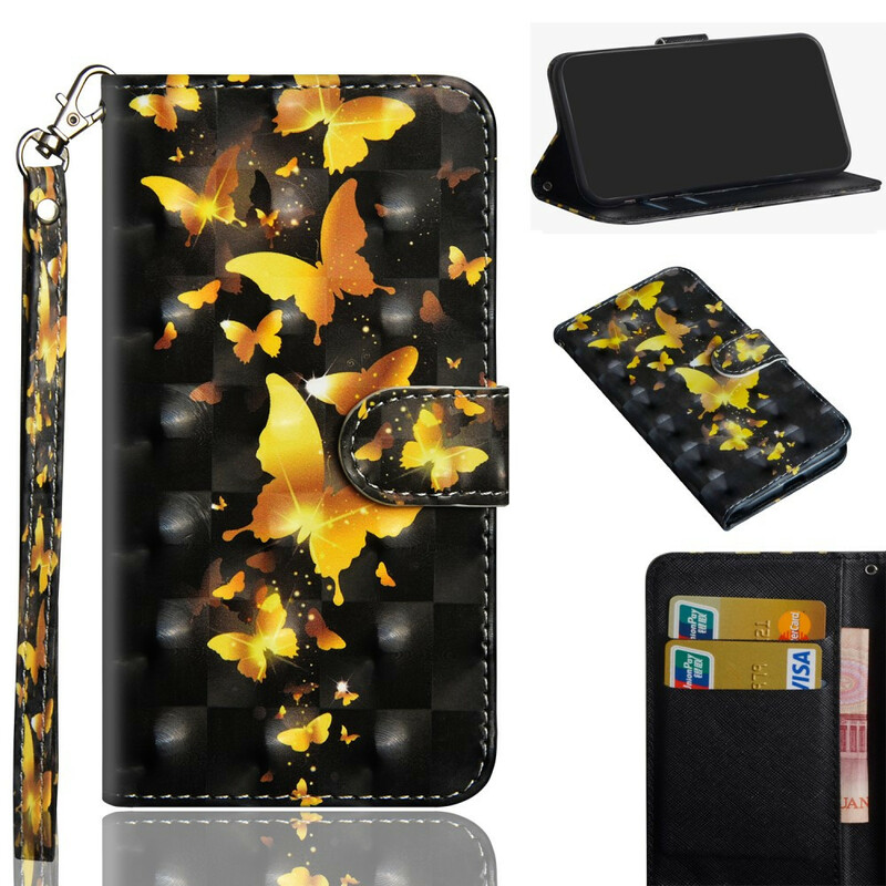 Samsung Galaxy A41 fodral gul fjärilar